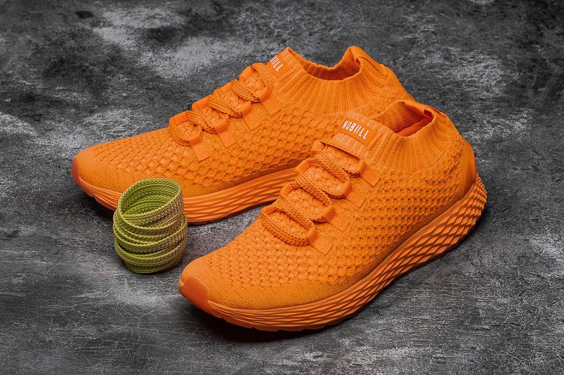 Men's Nobull Neon Reflective Knit Running Shoes Orange | SG W2128N